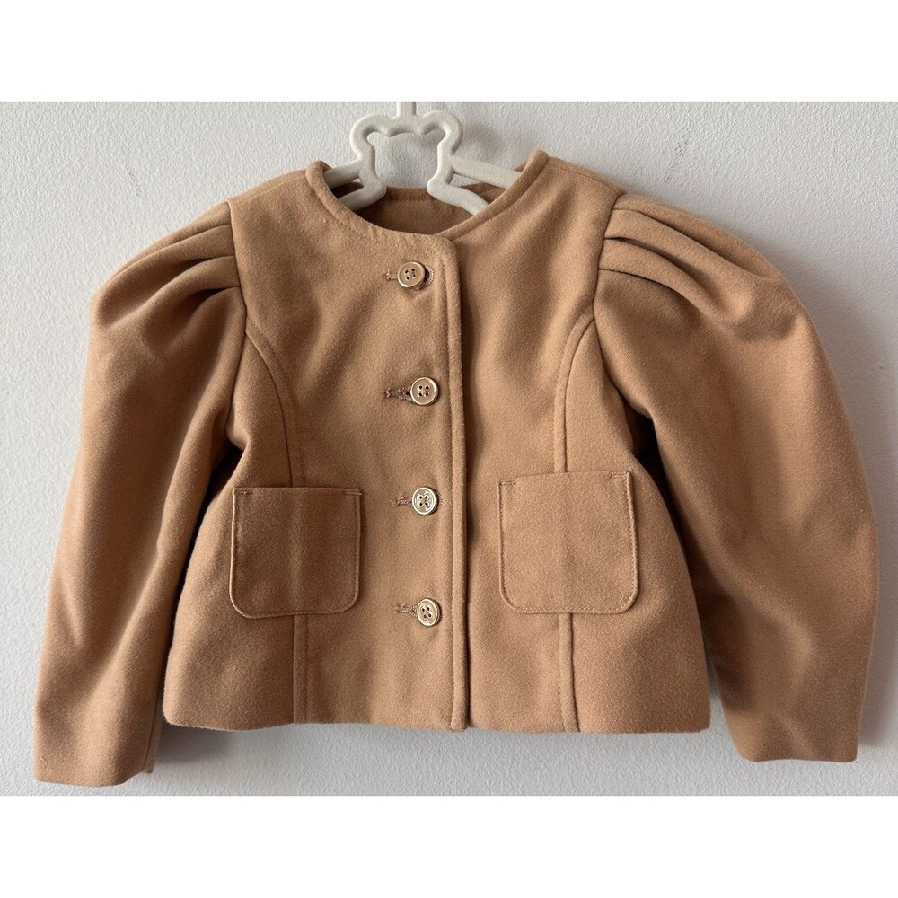 Janie and Jack Girls 12-18M Camel Tan Button Front Carriage Jacket Coat Preppy
